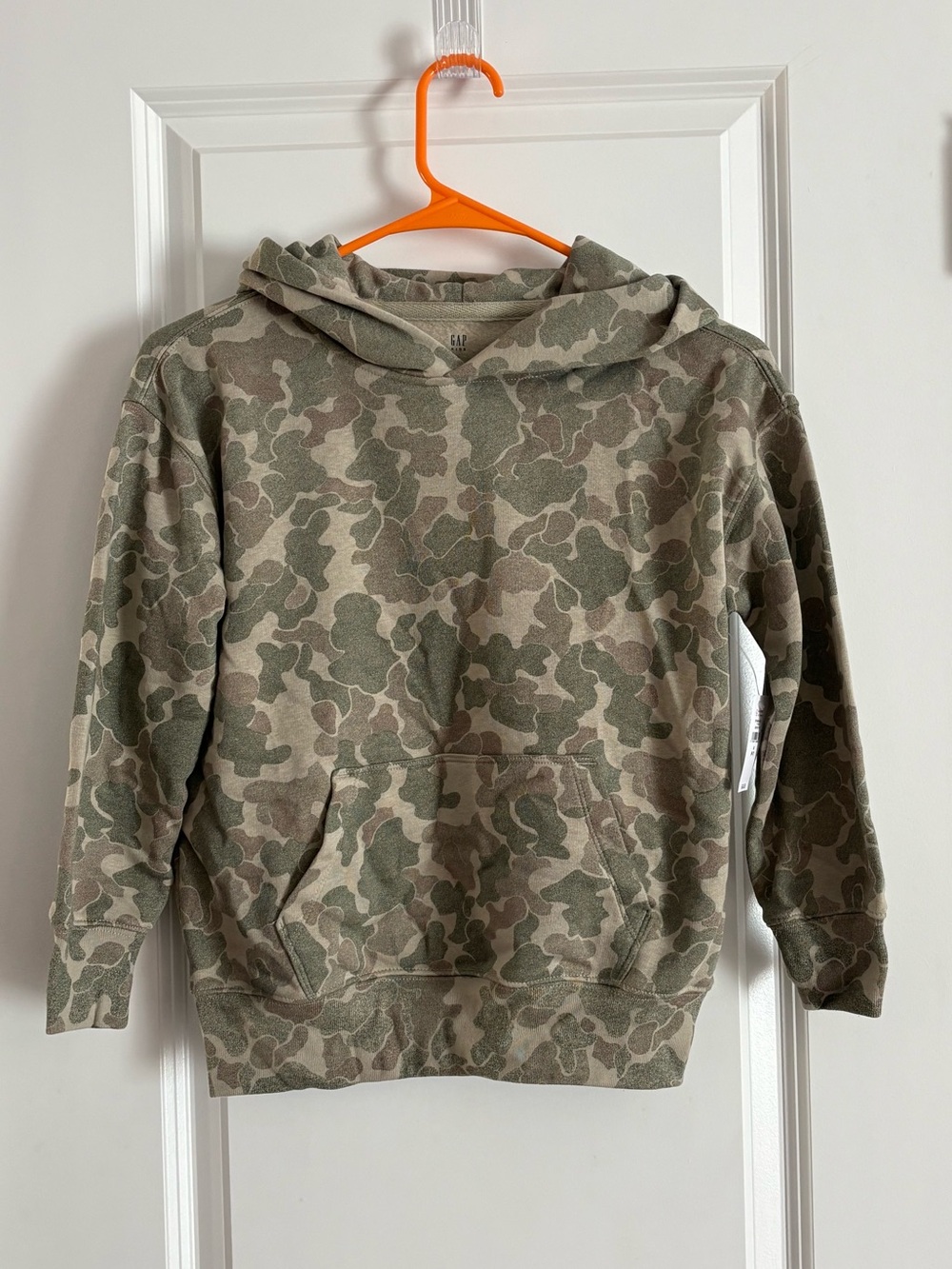 GAP Kids Camo Pullover Hoodie in Olive and Tan